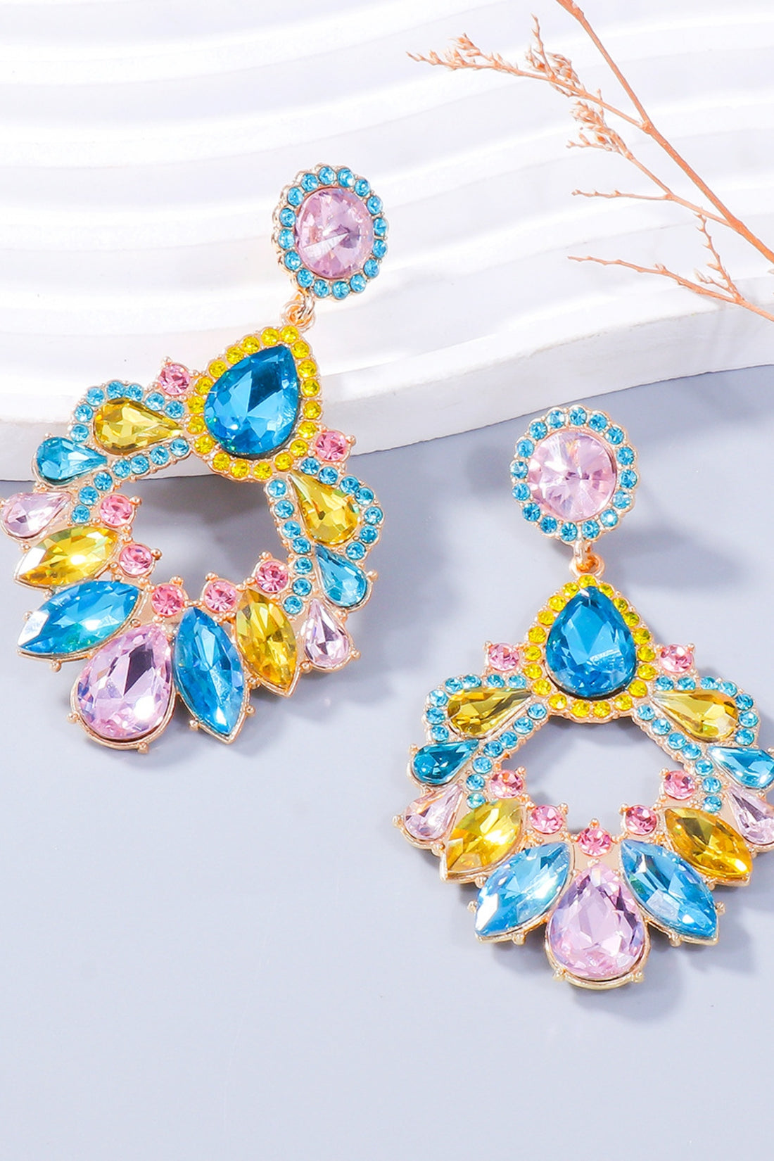 Alloy Rhinestone Dangle Earrings 