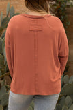 Plus Size Notched Long Sleeve T-Shirt 