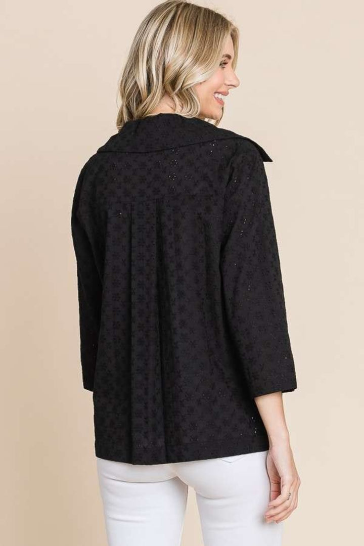 Culture Code Double Breasted Eyelet Jacket with Pockets 