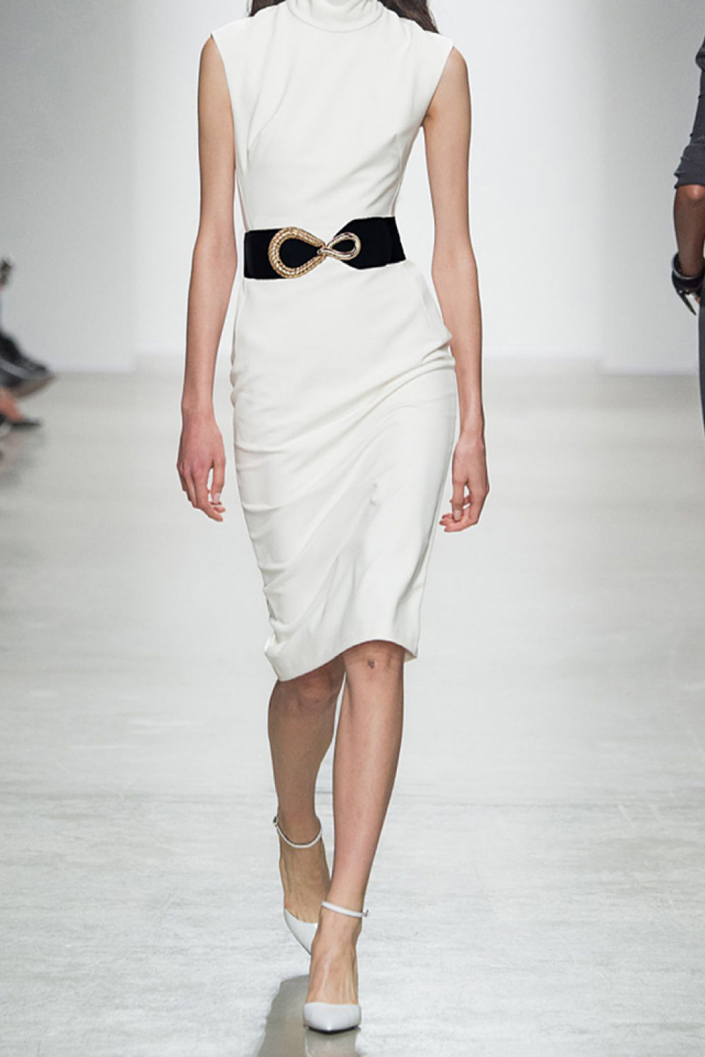 Ribbed Alloy Buckle Elastic Belt 