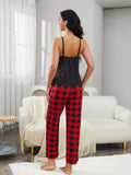 Lace Trim Cami and Plaid Pants Lounge Set Lingerie & Nightwear