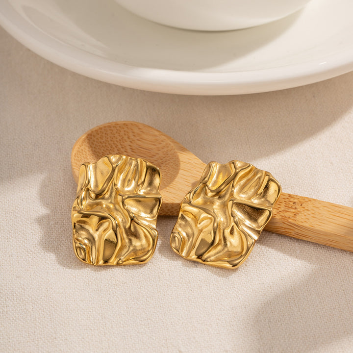 Geometric Stainless Steel Gold-Plated Earrings 