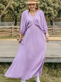 Plus Size Swiss Dot V-Neck Midi Dress 