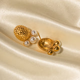 Imitation Pearl Stainless Steel Stud Earrings 