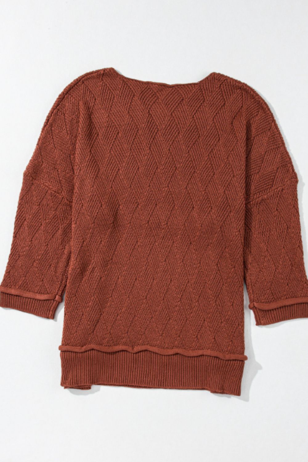 Diamond Round Neck Dropped Shoulder Sweater 