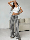 Striped Wide Leg Drawstring Pants 