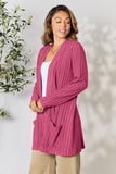 Basic Bae Full Size Ribbed Open Front Cardigan with Pockets 