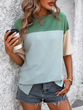 Mandy Color Block Round Neck Half Sleeve T-Shirt 