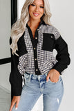 Parchment Houndstooth Corduroy Patchwork Flap Pocket Shacket Outerwear/Jackets