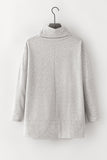 Side Slit High-Low Cowl Neck Long Sleeve Blouse 