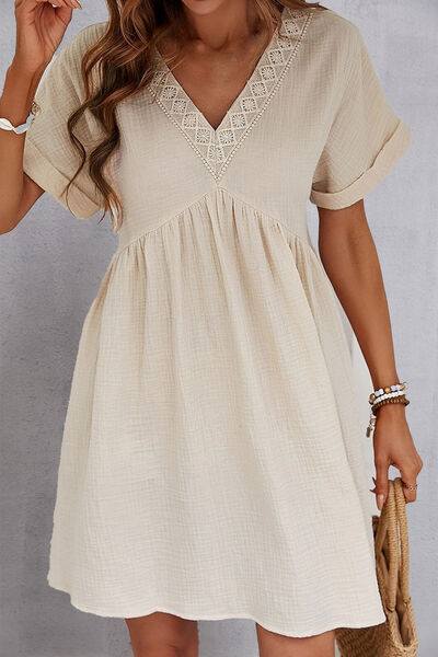 V-Neck Short Sleeve Dress Dresses