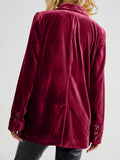 Lapel Collar Long Sleeve Blazer with Pockets 