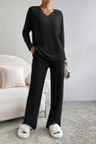 Ribbed V-Neck Top and Pants Lounge Set Lingerie & Nightwear