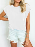 Lovelet Textured Round Neck Cap Sleeve Blouse 