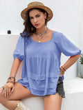 Plus Size Square Neck Half Sleeve Blouse 