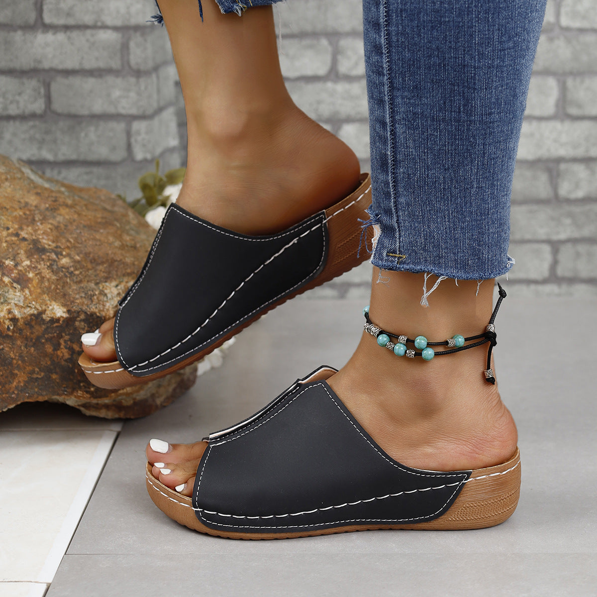 PU Leather Open Toe Sandals 