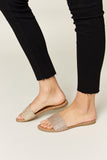 WILD DIVA Rhinestone Open Toe Flat Sandals 