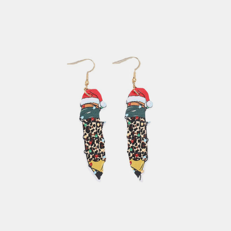 PU Leather Alloy Pencil Earrings 