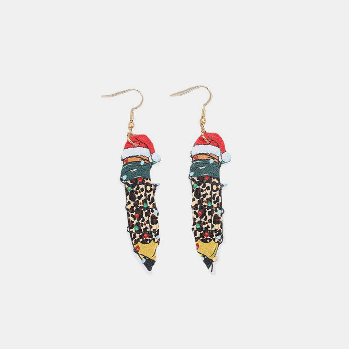 PU Leather Alloy Pencil Earrings 