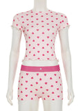 Heart Print Top and Shorts Loungewear Set Lingerie & Nightwear