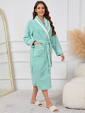Contrast Trim Tie Waist Lounge Nightgown with Pockets Lingerie & Nightwear