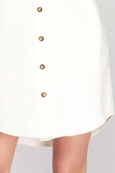 She + Sky Full Size Folded Cuff Button Down Washed Twill Shirt Dress Plus Size Dresses