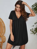 V-Neck Short Sleeve Lounge Dress 
