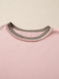 Color Block Mix Texture Waffle Patchwork Oversize Sweatshirt 