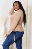 Double Take Drawstring Ribbed Long Sleeve T-Shirt 