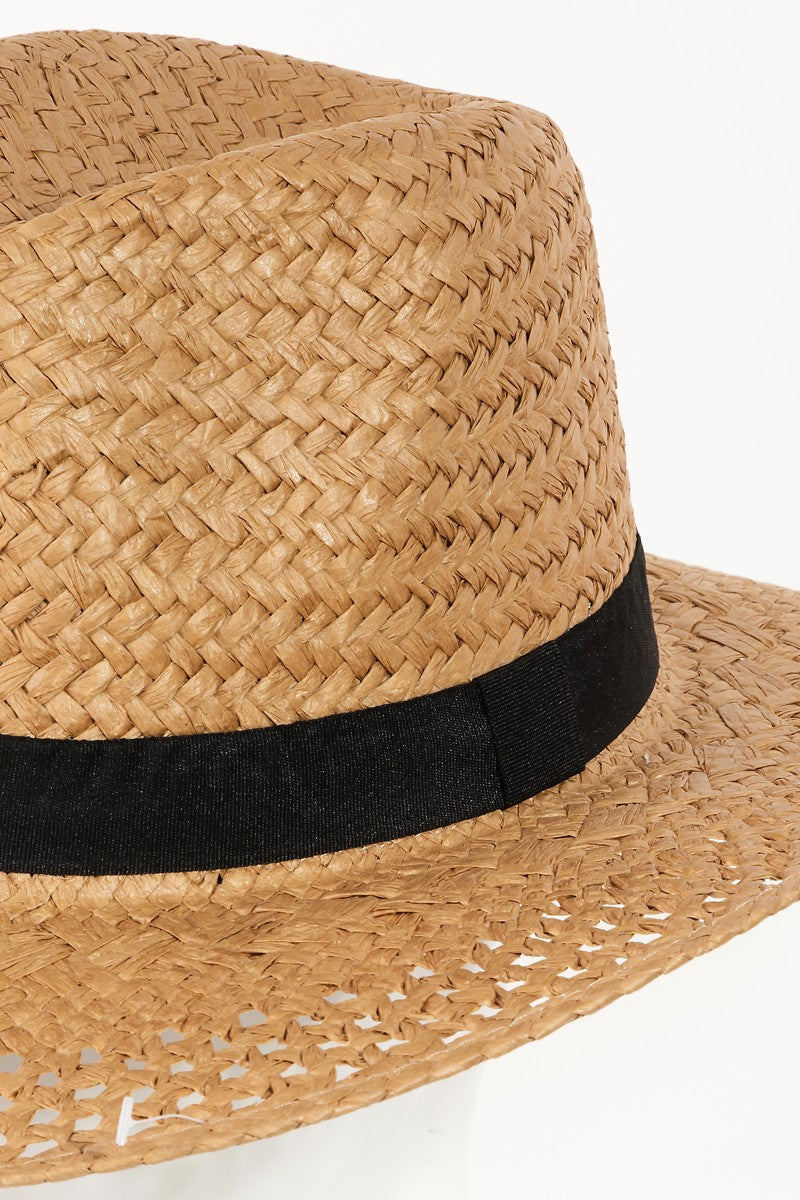 Fame Basket Weave Straw Sun Hat 