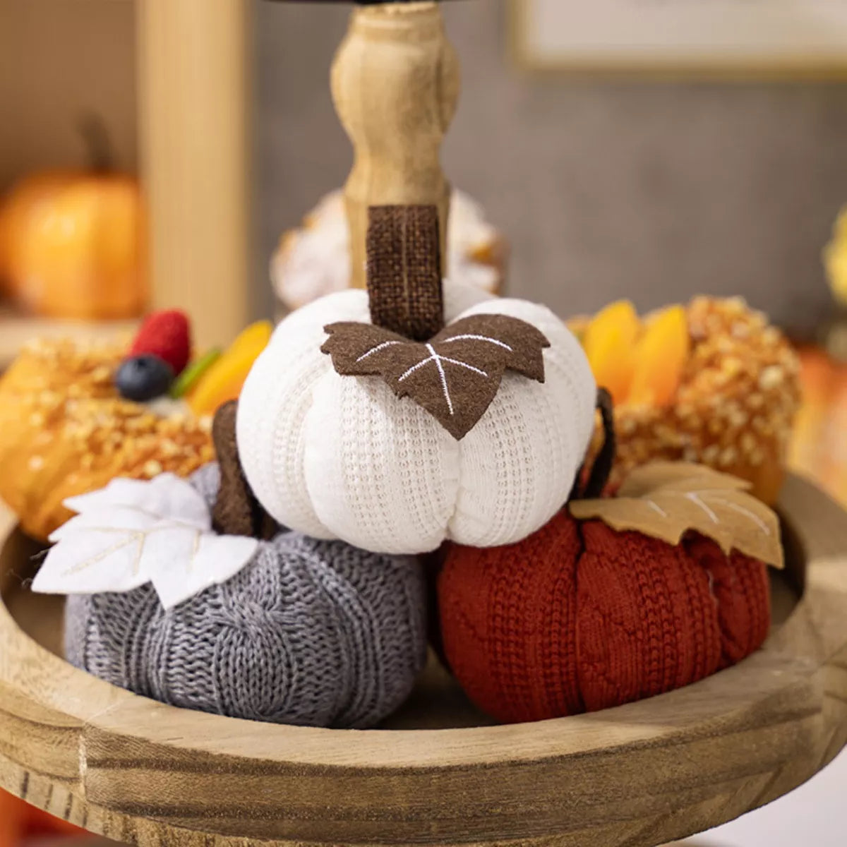 Knitted Pumpkin Decorative Ornaments 