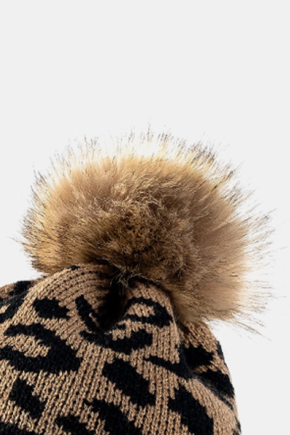 Leopard Pom-Pom Cuffed Beanie 