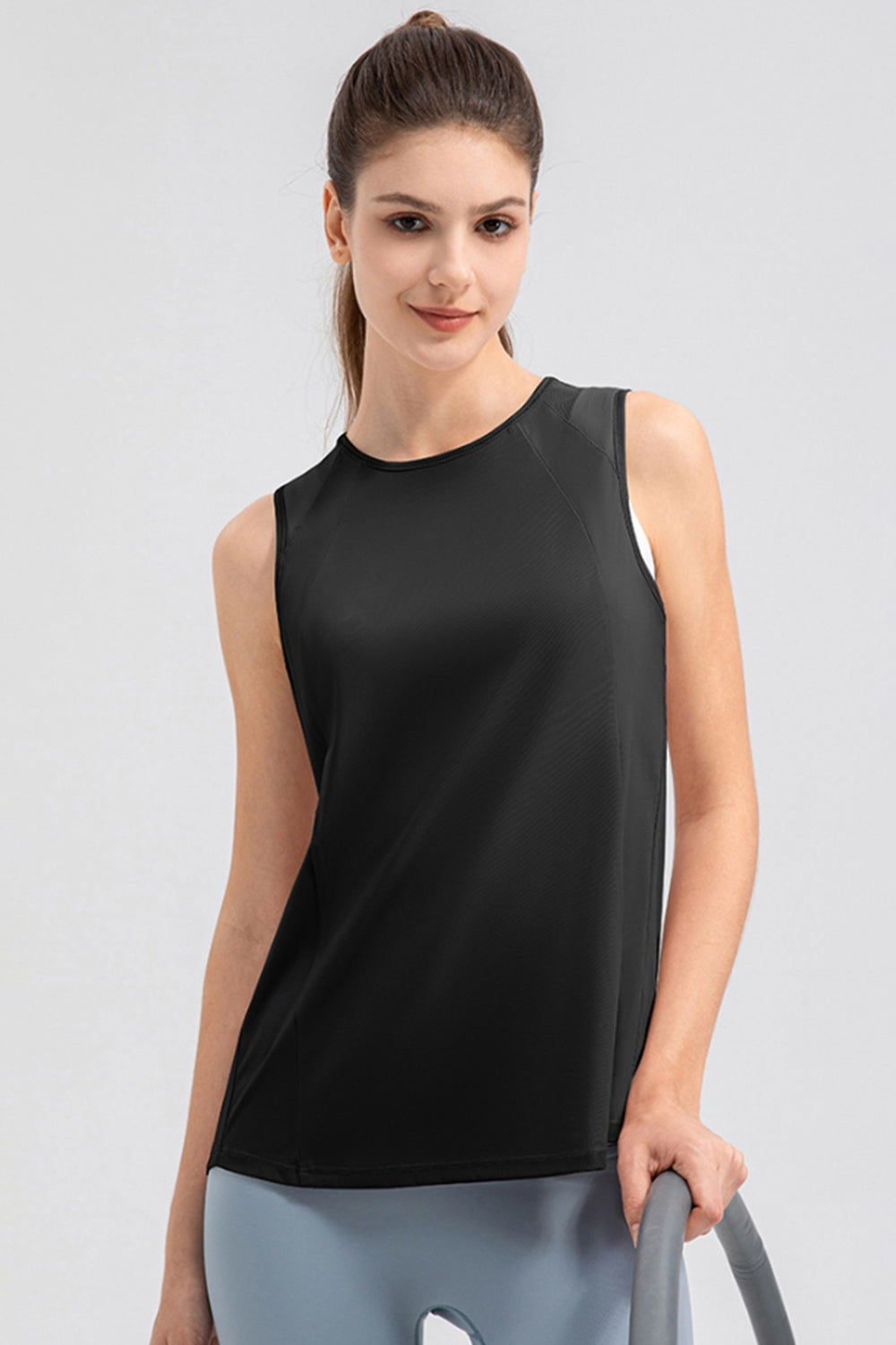 Round Neck Wide strap Active Tank 