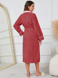 Contrast Trim Tie Waist Lounge Nightgown with Pockets Lingerie & Nightwear
