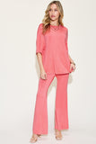 Basic Bae Full Size Bamboo Drop Shoulder T-Shirt and Flare Pants Set 
