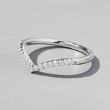 V Shape Inlaid Zircon 925 Sterling Silver Ring 