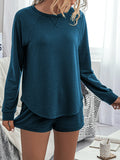 Round Neck Raglan Sleeve Top and Shorts Lounge Set Lingerie & Nightwear