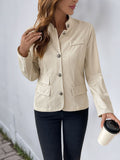 Perfee Button Up Mock Neck Jacket 