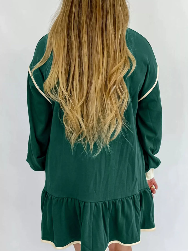 Ruffled Hem Dropped Shoulder Mini Dress 