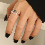 Planet Shape Inlaid Zircon 925 Sterling Silver Ring 