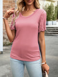 Devine Lace Detail Round Neck Short Sleeve T-Shirt 