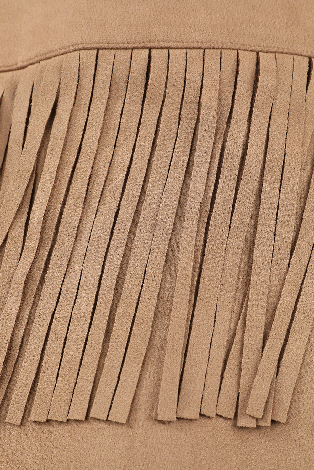 Plus Size Fringe Trim Snap Down Long Sleeve Shacket 