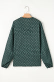 Khaki Geometric Print Notched Neck Puff Sleeve Blouse Tops/Blouses & Shirts