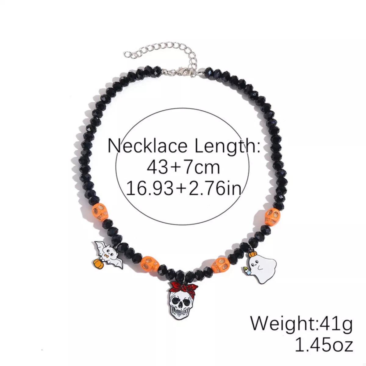 Halloween Skull Ghost Charm Necklace 