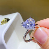 5 Carat 925 Sterling Silver Moissanite Heart Shape Ring 