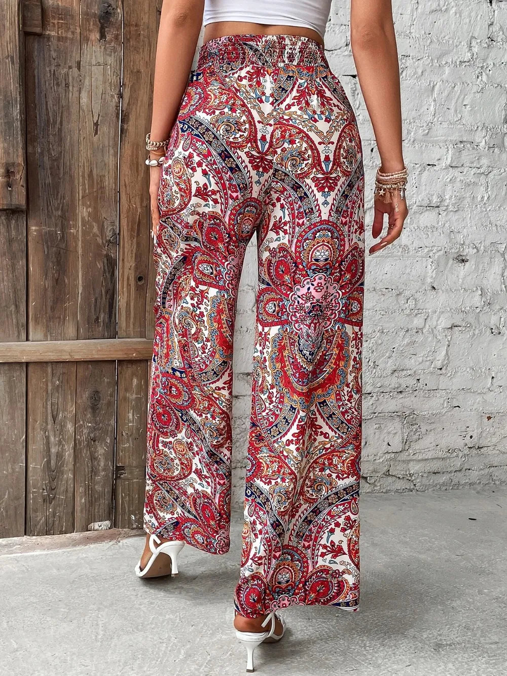 Printed Wide Leg Pants 