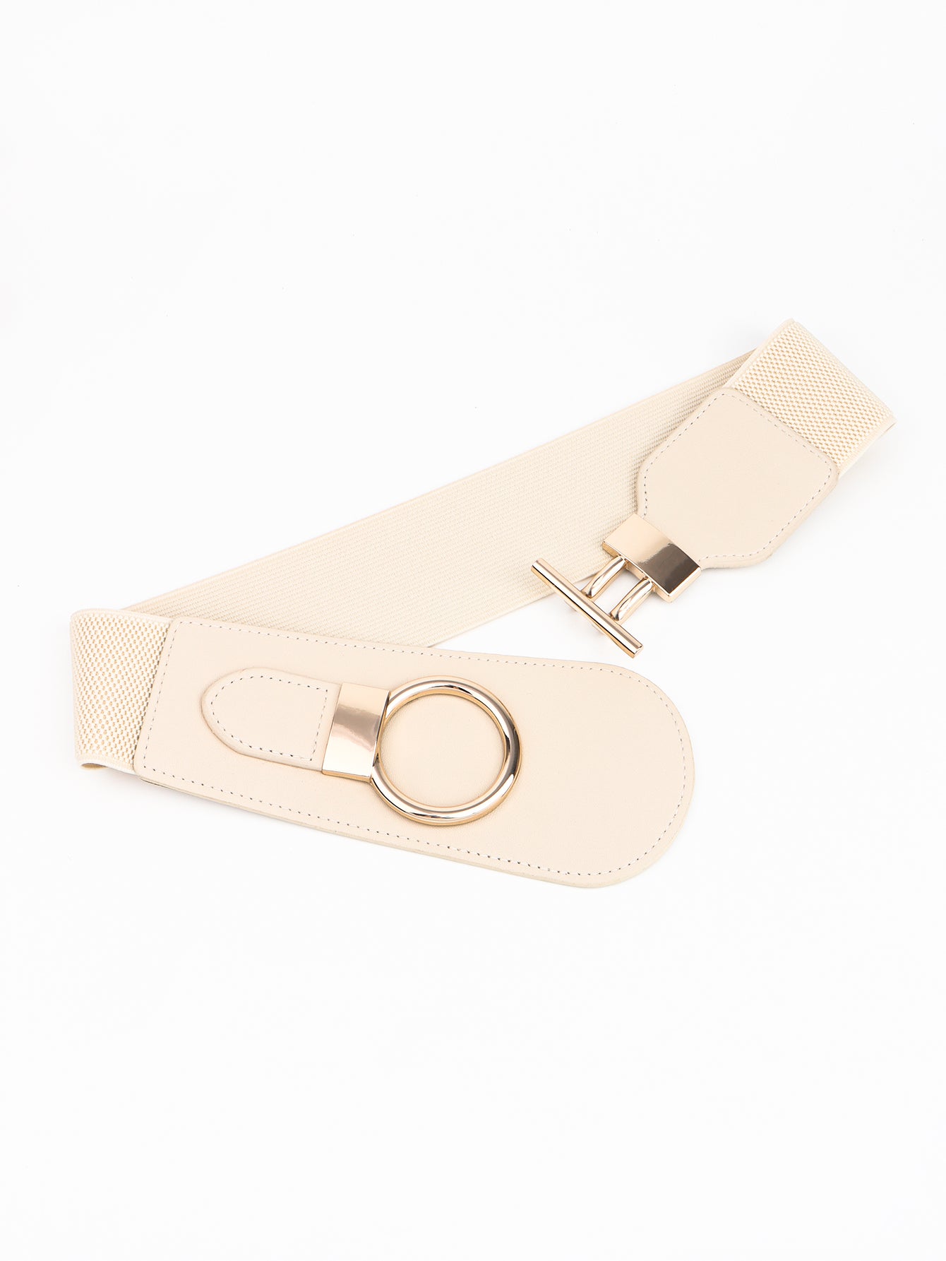 PU Elastic Wide Belt with Alloy Buckle 