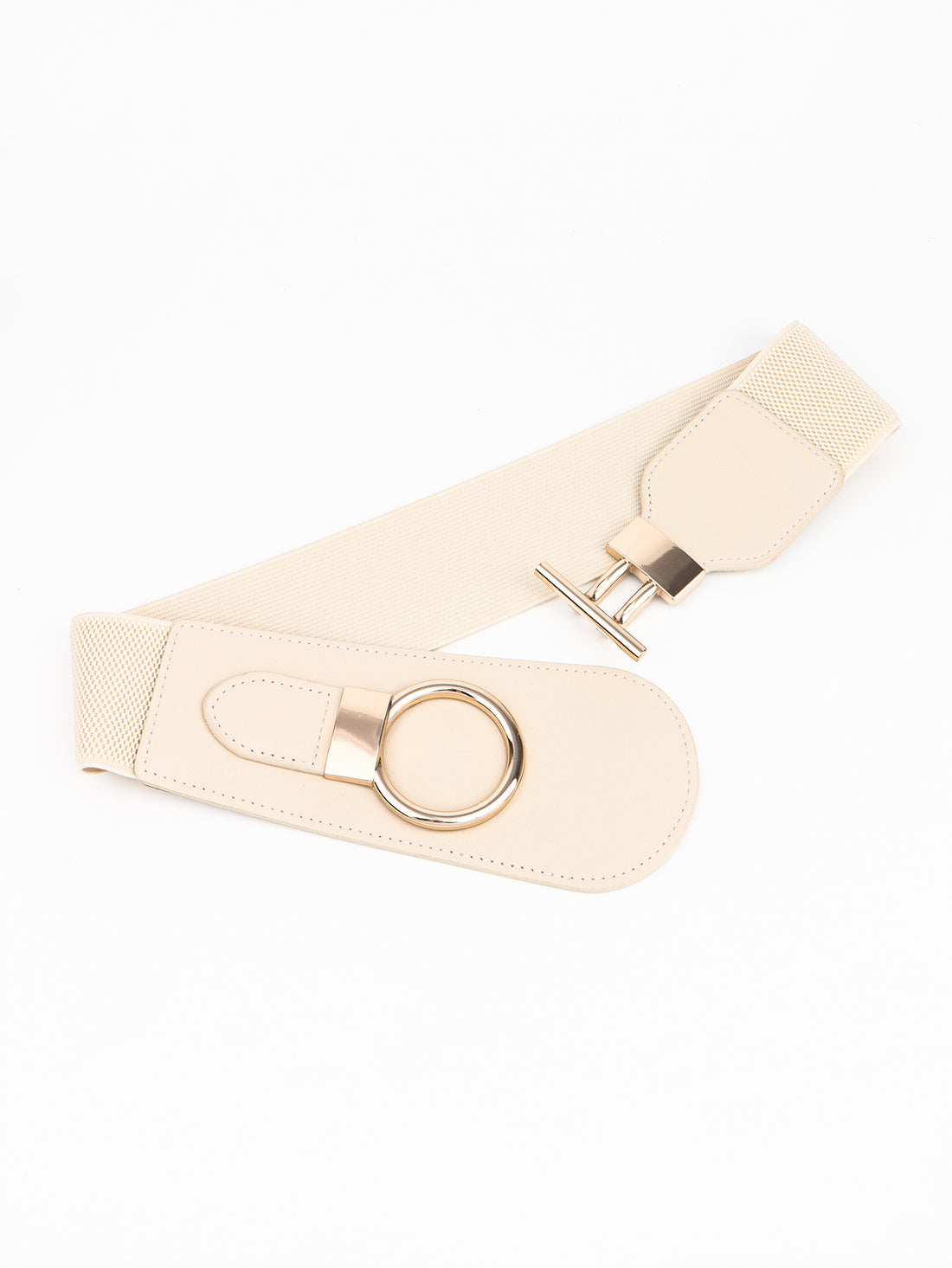 PU Elastic Wide Belt with Alloy Buckle 