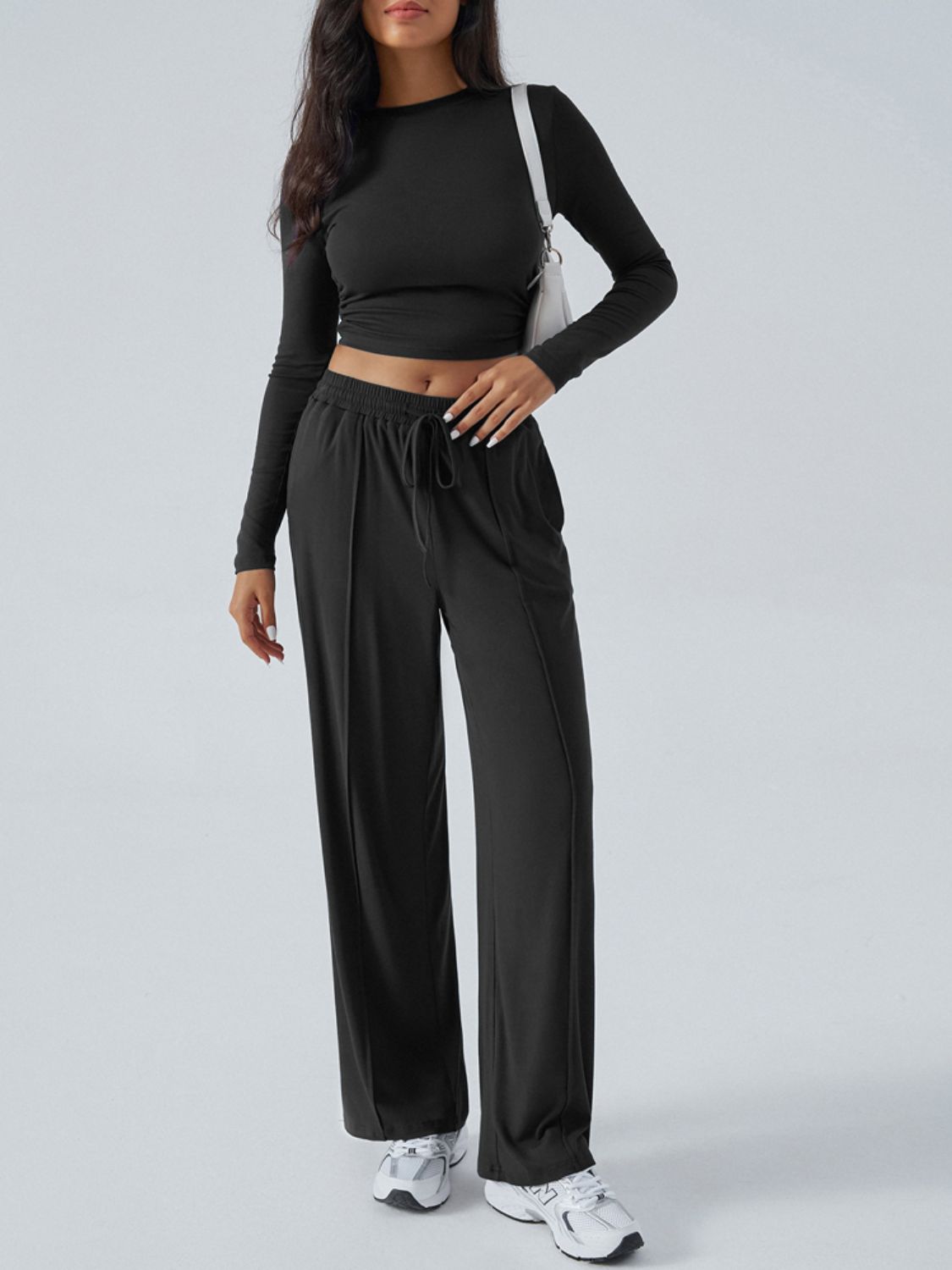 Devine Round Neck Long Sleeve Top and Pants Set 