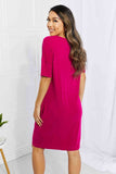 BOMBOM Sunday Brunch Button Down Knee-Length Dress in Magenta Dresses